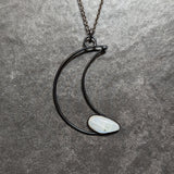 Large Moonstone Moon Necklace